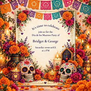 Festive Watercolor Dia de los Muertos Party