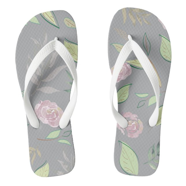 Festive Watercolor Flowers 2 Flip Flops (Footbed)