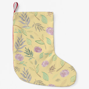 Festive Watercolor Flowers 2 Small Christmas Stocking