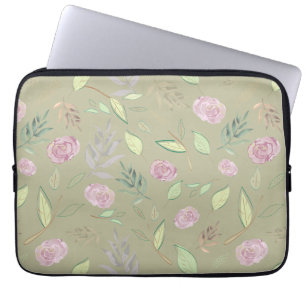 Festive Watercolor Flowers 5 Laptop Sleeve