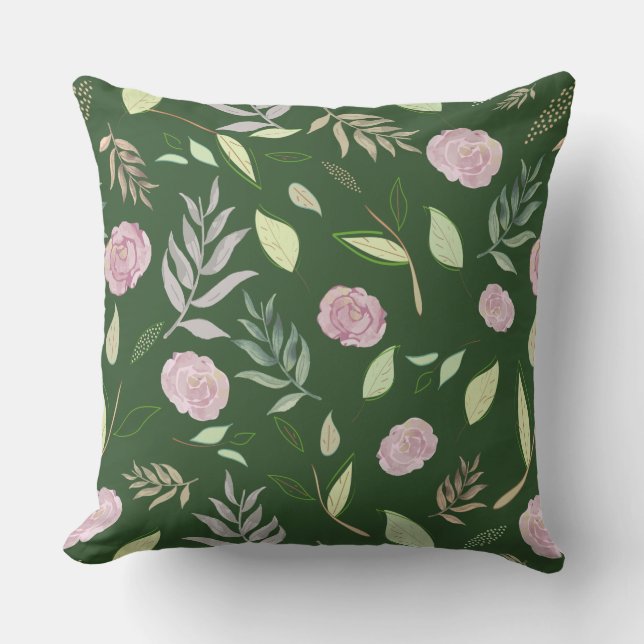 Festive Watercolor Flowers 8 Cushion (Front)