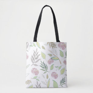 Festive Watercolor Flowers Tote Bag