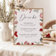 Festive Watercolor Frame Christmas Party Drinks