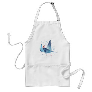 Festive Watercolor Manta Ray Seas and Greetings Standard Apron