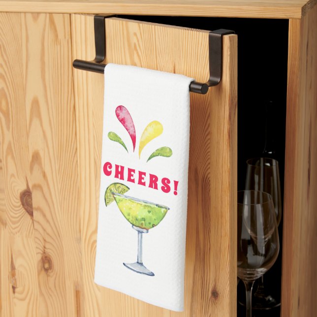 Festive Watercolor Margarita | Cheers  Tea Towel (Thirds Fold)