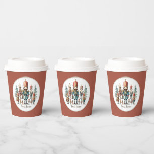 Festive watercolor nutcracker party  paper cups