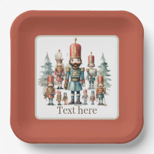 Festive watercolor nutcracker party paper plate