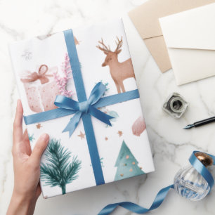Festive Watercolor Pastel Christmas Wrapping Paper