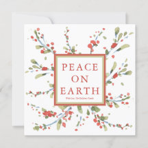 Festive Watercolor Red Berries Winter Greenery