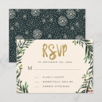 Festive Watercolor Wreath Gold Wedding