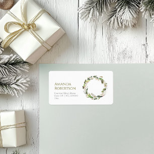 Festive Watercolor Wreath Label