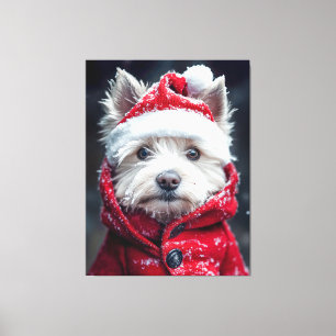 Festive Westie in the Snow Canvas Print