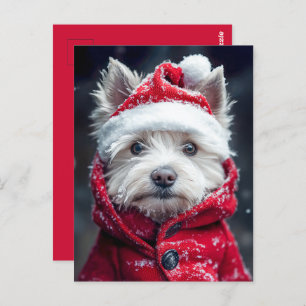 Festive Westie in the Snow Postcard
