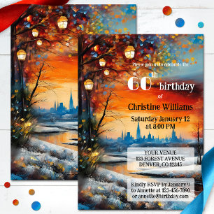 Festive Whimsical Adult Winter Birthday Party  Invitation