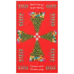 Festive Whimsical Christmas Tree Quirky Reindeers Tablecloth