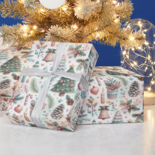 Festive whimsical Christmas wrapping paper