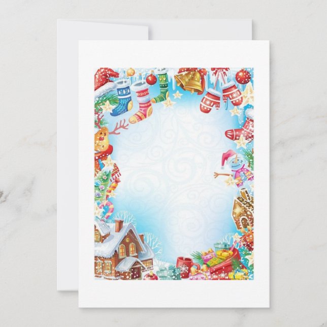 Festive Whimsy: Christmas Stationery Paper Invitation (Front)