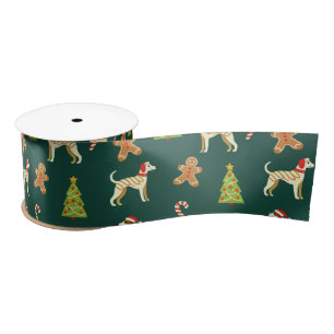 Festive Whippet Christmas Satin Ribbon