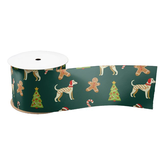 Festive Whippet Christmas Satin Ribbon (Spool)