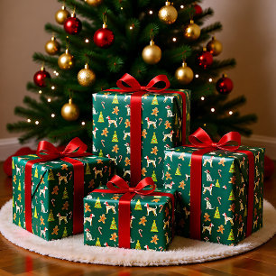 Festive Whippet Christmas Wrapping Paper