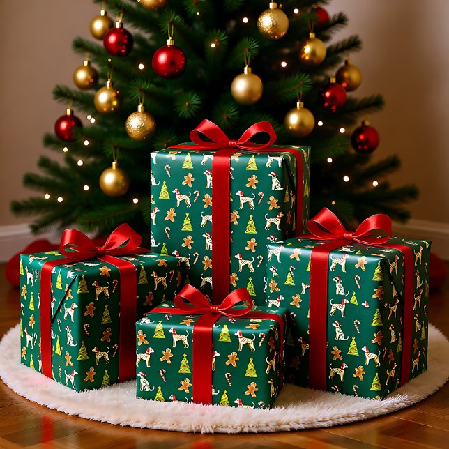 Festive Whippet Christmas Wrapping Paper (Festive Whippet Christmas Wrapping Paper)