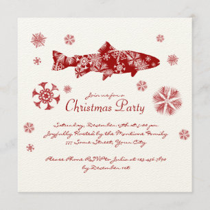 Festive White and Red Fish Christmas Party Invitation