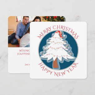 Festive White Christmas Tree Holiday Photo Card