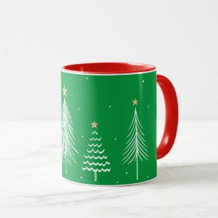 Festive White Christmas Trees Mug