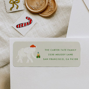Festive White Elephant Illustrated Return Address