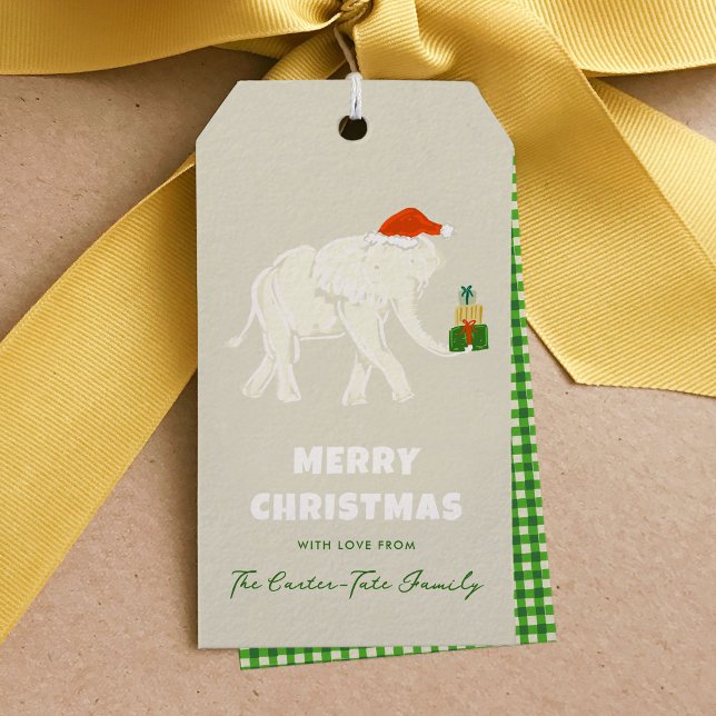 Festive White Elephant Merry Christmas Gift Tag (Festive White Elephant Merry Christmas Gift Tag)