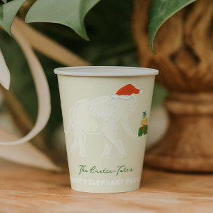 Festive White Elephant Party Illustrated Paper Cups