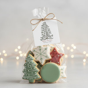 Festive White Merry Christmas Winter Tree Gift Tag