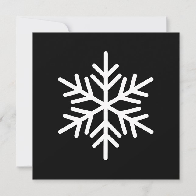 Festive White Nordic Snowflake On Modern Black Holiday Card (Front)