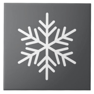 Festive White Nordic Snowflake On Modern Gray Tile