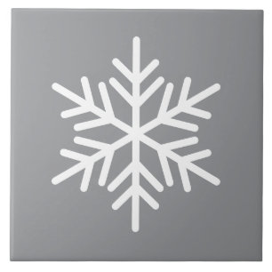 Festive White Nordic Snowflake On Modern Grey Tile