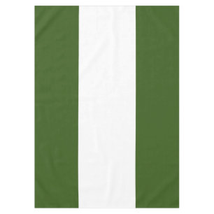 Festive Wide Forest Green White Summer Stripes Tablecloth