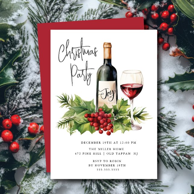 Festive Wine Christmas Cocktail Party Invitation (Creator Uploaded)