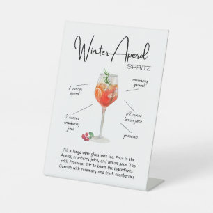 Festive Winter Aperol Spritz Cocktail Pedestal Sign