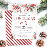 Festive winter berries forest Christmas party Invitation<br><div class="desc">Elegant watercolor red green winter berries,  forest leaves and branches Christmas party invitation.</div>