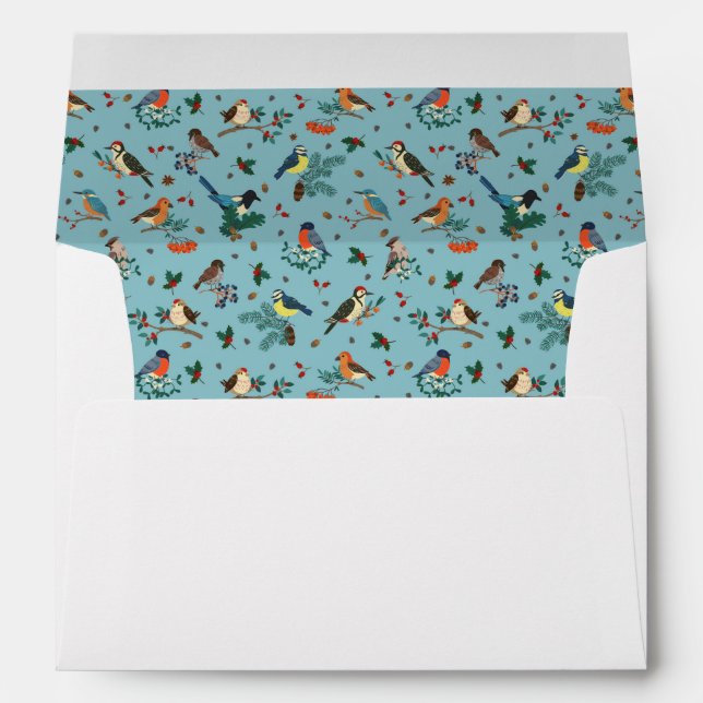 Festive Winter Birds Christmas Pattern Envelope (Back (Bottom))