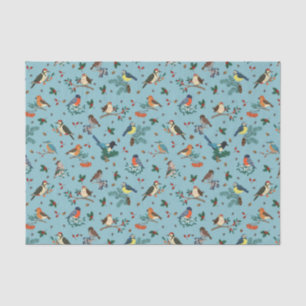 Festive Winter Birds Christmas Pattern Tissue Paper