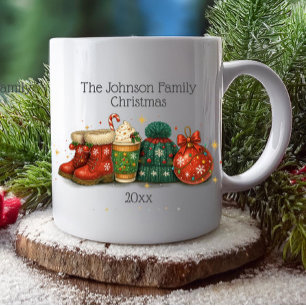Festive Winter Boots Hats Family Christmas  Coffee Mug