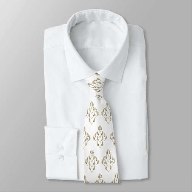 Festive Winter Botanical Pattern Holiday Neck Tie (Tied)