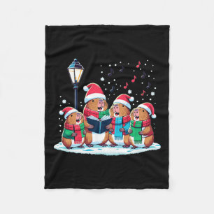 Festive Winter Capybara Christmas  Fleece Blanket