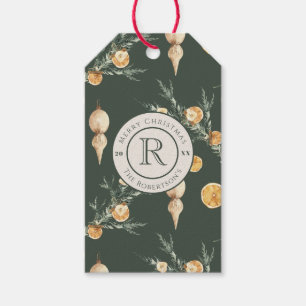 Festive Winter Charm: Chic Watercolor Monogrammed Gift Tags