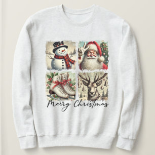 Festive Winter Christmas Holiday Collage Sweatshirt