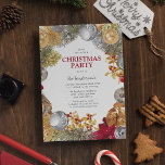 Festive Winter Christmas Party Invitation<br><div class="desc">Set the festive mood with these stunning christmas party invitations,  designed with a winter christmas wreath adorned with silver and gold shiney baubles,  gold leaf foliage,  red berry sprigs,  silver firns,  a snow overlay and an elegant template that is easy to personalise.</div>