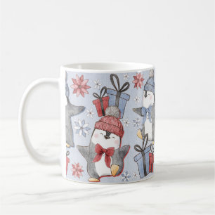 Festive Winter Dancing Penguins Coffee Mug