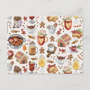 Festive Winter Drinks and Desserts Holiday Postcard