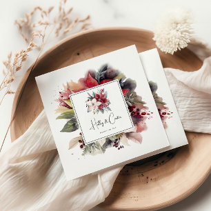 Festive Winter Florals Christmas Wedding Napkin